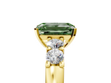 Yellow gold Fancy Green Emerald  Brilliant Cut Diamond Five-Stone Prong Set Engagement Ring with Channel Band_8