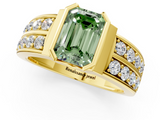 Yellow gold Fancy Green Emerald  Brilliant Diamond Channel Set Wide Band Ring with Bezel Setting_20