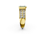 Yellow gold Fancy Green Emerald  Brilliant Diamond Channel Set Wide Band Ring with Bezel Setting_21