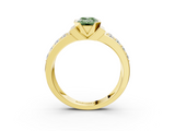 Yellow gold Fancy Green Emerald  Brilliant Diamond Channel Set Wide Band Ring with Bezel Setting_22