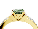 Yellow gold Fancy Green Emerald  Brilliant Diamond Channel Set Wide Band Ring with Bezel Setting_23