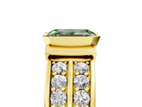 Yellow gold Fancy Green Emerald  Brilliant Diamond Channel Set Wide Band Ring with Bezel Setting_24