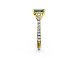 Yellow gold Fancy Green Emerald  Brilliant Diamond Solitaire with Pavé Band and Four-Prong Setting 3