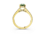 Yellow gold Fancy Green Emerald  Brilliant Diamond Solitaire with Pavé Band and Four-Prong Setting 4