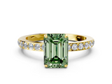 Yellow gold Fancy Green Emerald  Brilliant Pavé Band Solitaire with Four-Prong Setting_41