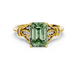 Yellow gold Fancy Green Emerald  Brilliant Solitaire with Pave Band and Four-Prong Setting_20