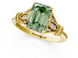 Yellow gold Fancy Green Emerald  Brilliant Solitaire with Pave Band and Four-Prong Setting_21
