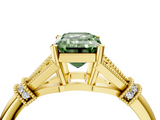 Yellow gold Fancy Green Emerald  Brilliant Solitaire with Pave Band and Four-Prong Setting_24