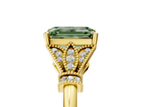 Yellow gold Fancy Green Emerald  Brilliant Solitaire with Pave Band and Four-Prong Setting_25