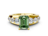 Yellow gold Fancy Green Emerald  Brilliant Solitaire with Side Stones on a Pave Band and Four-Prong Setting_24