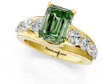 Yellow gold Fancy Green Emerald  Brilliant Solitaire with Side Stones on a Pave Band and Four-Prong Setting_25