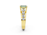 Yellow gold Fancy Green Emerald  Brilliant Solitaire with Side Stones on a Pave Band and Four-Prong Setting_26