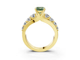 Yellow gold Fancy Green Emerald  Brilliant Solitaire with Side Stones on a Pave Band and Four-Prong Setting_27