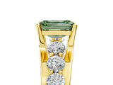 Yellow gold Fancy Green Emerald  Brilliant Solitaire with Side Stones on a Pave Band and Four-Prong Setting_29