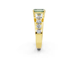 Yellow gold Fancy Green Emerald  Brilliant Solitaire with Side Stones on a Pave Band and Four-Prong Setting_39