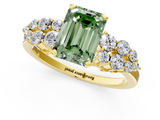 Yellow gold Fancy Green Emerald  Cluster Diamond Engagement Ring with Pavé Band and Four-Prong Setting_49