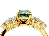Yellow gold Fancy Green Emerald  Cluster Diamond Engagement Ring with Pavé Band and Four-Prong Setting_52