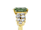 Yellow gold Fancy Green Emerald  Cluster Diamond Engagement Ring with Pavé Band and Four-Prong Setting_53