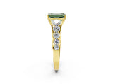 Yellow gold Fancy Green Emerald Cut Brilliant Diamond Pavé Band with Six-Prong Setting_2