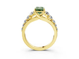 Yellow gold Fancy Green Emerald Cut Brilliant Diamond Pavé Band with Six-Prong Setting_3