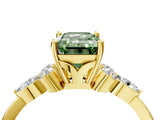 Yellow gold Fancy Green Emerald Cut Brilliant Diamond Solitaire Ring with Pear Side Stones and Four-Prong Setting_7