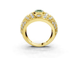 Yellow gold Fancy Green Emerald Cut Brilliant Halo Pave Diamond Milgrain Ring_3