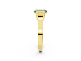 Yellow gold Fancy Green Emerald Cut Brilliant Solitaire Diamond Ring with Channel Set Band and Bar Prong Setting_2