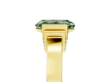 Yellow gold Fancy Green Emerald Cut Brilliant Solitaire Diamond Ring with Channel Set Band and Bar Prong Setting_5