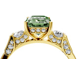 Yellow gold Fancy Green Emerald Cut Brilliant Three-Stone Pave Band with Four-Prong Setting_4