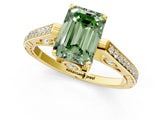Yellow gold Fancy Green Emerald  Cut Cathedral Pave Diamond Engagement Ring with Six-Prong Setting_33