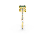 Yellow gold Fancy Green Emerald  Cut Cathedral Pave Diamond Engagement Ring with Six-Prong Setting_34