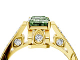 Yellow gold Fancy Green Emerald  Cut Cathedral Pave Diamond Engagement Ring with Six-Prong Setting_36
