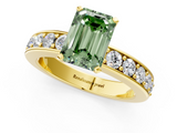 Yellow gold Fancy Green Emerald  Cut Channel Set Diamond Engagement Ring with Four-Prong Setting_219