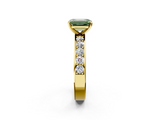 Yellow gold Fancy Green Emerald  Cut Channel Set Diamond Engagement Ring with Four-Prong Setting_220