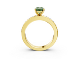 Yellow gold Fancy Green Emerald  Cut Channel Set Diamond Engagement Ring with Four-Prong Setting_221