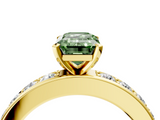 Yellow gold Fancy Green Emerald  Cut Channel Set Diamond Engagement Ring with Four-Prong Setting_222