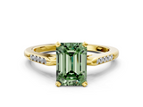 Yellow gold Fancy Green Emerald  Cut Channel Set Solitaire Engagement Ring with Four-Prong Setting_144