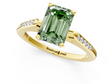 Yellow gold Fancy Green Emerald  Cut Channel Set Solitaire Engagement Ring with Four-Prong Setting_145