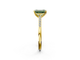 Yellow gold Fancy Green Emerald  Cut Channel Set Solitaire Engagement Ring with Four-Prong Setting_146