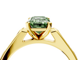 Yellow gold Fancy Green Emerald  Cut Channel Set Solitaire Engagement Ring with Four-Prong Setting_148