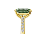 Yellow gold Fancy Green Emerald  Cut Channel Set Solitaire Engagement Ring with Four-Prong Setting_149