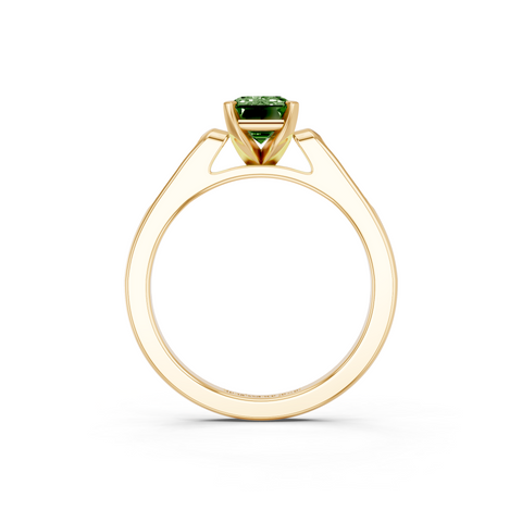 Yellow gold Fancy Green Emerald  Cut Channel Set Solitaire Engagement Ring with Four-Prong Setting_15