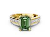 Yellow gold Fancy Green Emerald  Cut Channel Set Solitaire Engagement Ring with Prong Setting_20