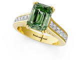 Yellow gold Fancy Green Emerald  Cut Channel Set Solitaire Engagement Ring with Prong Setting_21