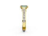 Yellow gold Fancy Green Emerald  Cut Channel Set Solitaire Engagement Ring with Prong Setting_22