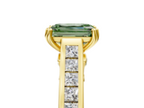 Yellow gold Fancy Green Emerald  Cut Channel Set Solitaire Engagement Ring with Prong Setting_25
