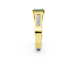 Yellow gold Fancy Green Emerald Cut Cut Channel Set Solitaire Ring with Four-Prong Setting_2