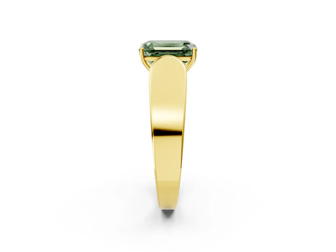 Yellow gold Fancy Green Emerald Cut Cut Diamond Channel Set Solitaire Ring with Four-Prong Setting_2
