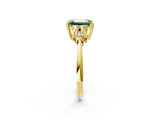 Yellow gold Fancy Green Emerald Cut Cut Diamond Cluster Ring with Solitaire Band and Four-Prong Setting_14