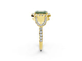Yellow gold Fancy Green Emerald Cut Cut Diamond Halo Engagement Ring with Open Split Pavé Band_2